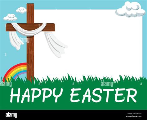 Happy Easter horizontal blank frame with Christian cross in the meadow Stock Vector Image & Art ...