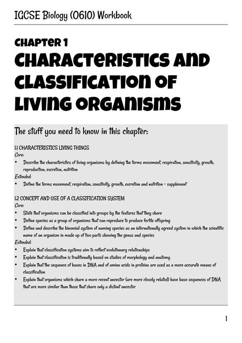 SOLUTION: Characteristics and classification of living organisms worksheet with answers - Studypool