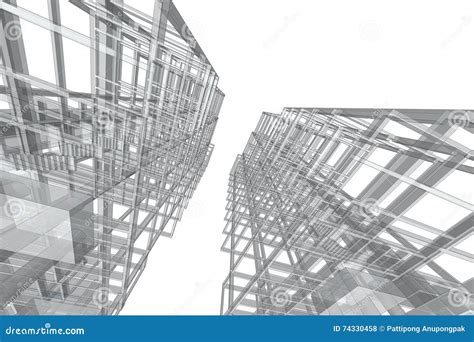 Architecture Drawing Building Structure 3d Illustration Stock ...