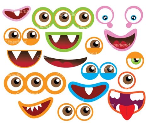 INSTANT DOWNLOAD. Monster Eyes and Monster Mouths Clip Art. - Etsy