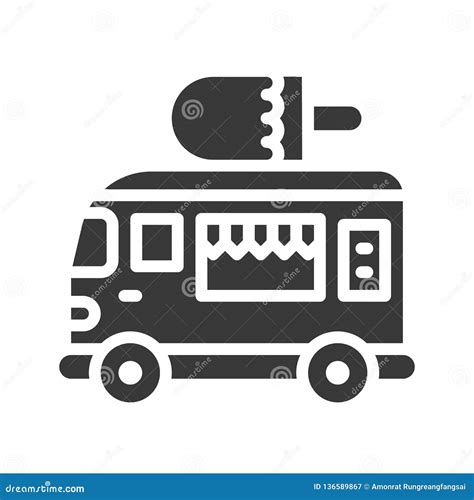 Ice Cream Truck Vector, Food Truck Solid Style Icon Stock Vector ...