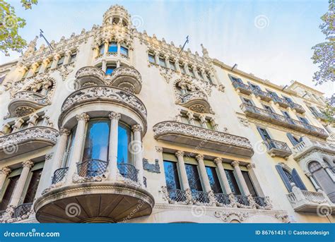 Beautiful Architecture Facade at Famous Passeig De Gracia Street Eixample District on November ...