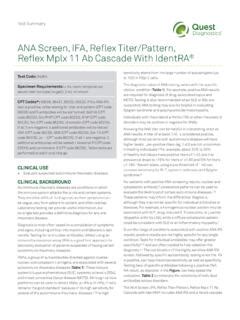 ANA Screen, IFA, Reflex Titer/Pattern, Reflex Mplx 11 Ab ... / ana ...