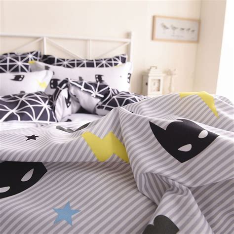 Quality Batman Mask Bedding Set Cartoon Black White Duvet Cover Bed Set Beddings Single Full ...