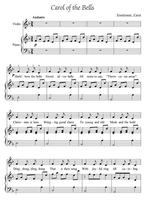 CAROL OF THE BELLS Piano Sheet music | Easy Sheet Music