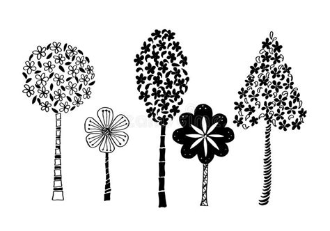 Set of tree doodles tree stock vector. Illustration of decoration ...