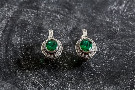 Emerald Earrings Created Emerald Vintage Earrings Antique | Etsy