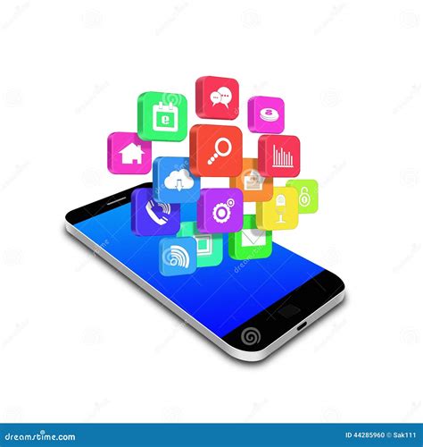 Colorful Application Icon On Smartphone,cell Phone Illustration Stock Illustration - Image: 44285960