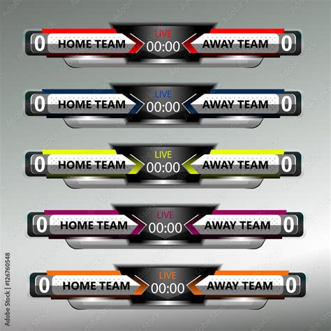 Football Soccer Scoreboard Collection Template, vector illustration ...