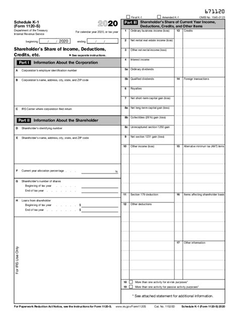 IRS 1120S - Schedule K-1 2020 - Fill out Tax Template Online | US Legal ...