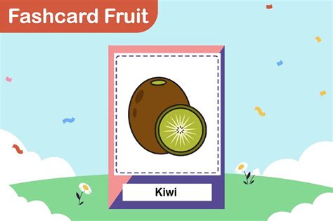 Flashcard Fruit - Kiwi Graphic by Heraz Studio · Creative Fabrica