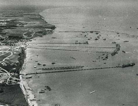 Aerial oblique photograph of the Mulberry Harbour