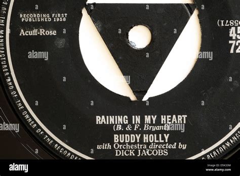 Buddy Holly Raining in my Heart 7" single record label Stock Photo - Alamy