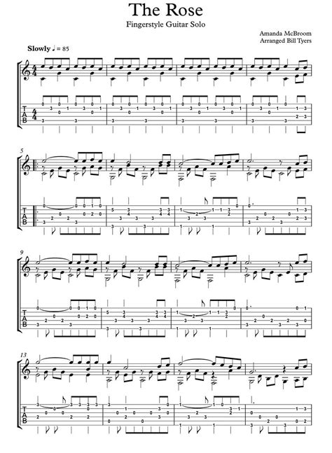 "The Rose" - Arranged for easy Fingerstyle Guitar by Bill Tyers