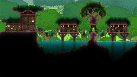 Terraria House Design, Terraria House Ideas, Jungle Tree, Jungle House, Guide Terraria, Plam ...