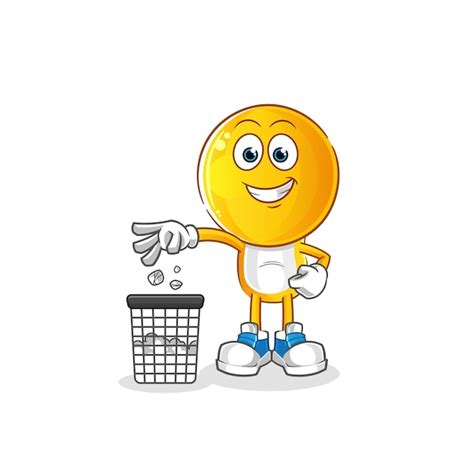 Premium Vector | Emoticon head cartoon throw garbage mascot cartoon vector