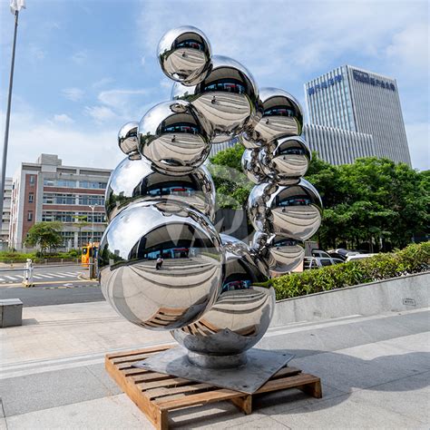 Stainless steel polished metal sphere sculpture