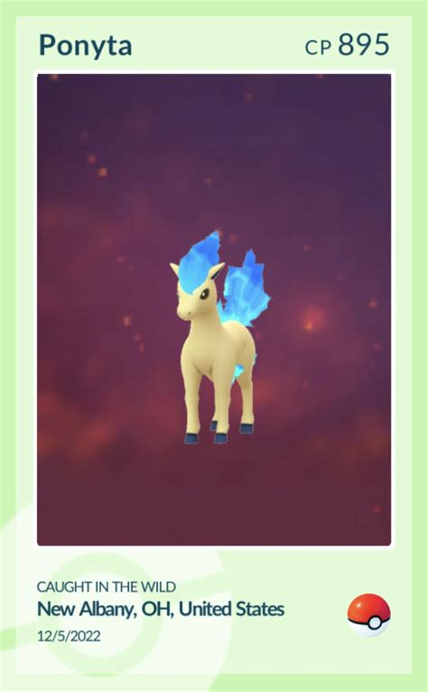 Took a screenshot of the shiny ponyta I just caught and it made a card ...