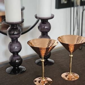 Handmade Pure Copper Martini Glasses set of 2, 7th Wedding Anniversary ...