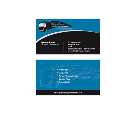 Elegant, Playful Business Card Design for DL Ryder Transport, Inc. by Boon | Design #7308844
