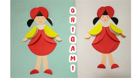 MEMBUAT BONEKA DARI KERTAS LIPAT | BONEKA KERTAS | ORIGAMI BONEKA | KOLASE DARI KERTAS ORIGAMI ...