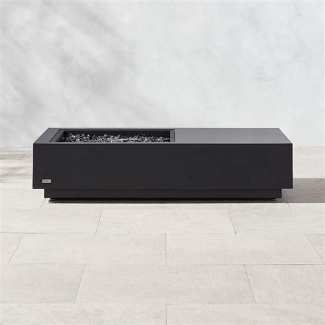 Manhattan Modern Rectangular Dark Grey Concrete Fire Pit Table | CB2