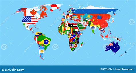 World Map with flags stock vector. Illustration of business - 87318014