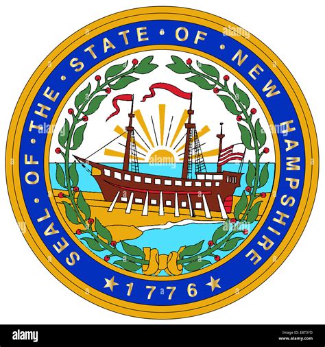 The state seal of the US state of New Hampshire over a white background Stock Photo - Alamy