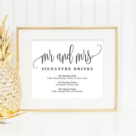 Mr and Mrs Signature Drinks Sign Lovely Calligraphy #LCC - Berry Berry Sweet