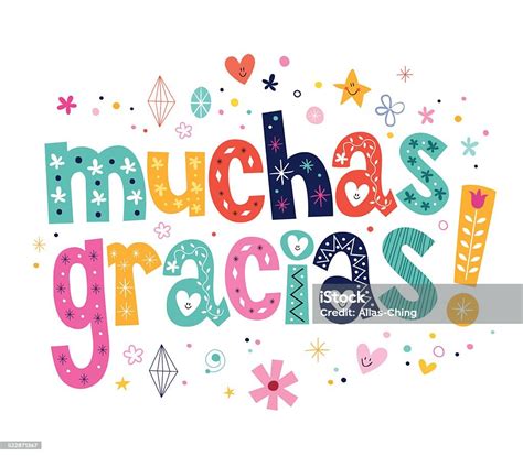 Muchas Gracias Many Thanks In Spanish Stock Vector Art & More Images of Alphabet 522871367 | iStock