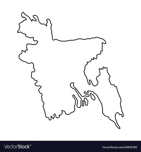 Bangladesh map of black contour curves on white background of vector ...