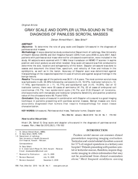 (PDF) Gray scale and doppler ultra-sound in the diagnosis of painless scrotal masses | Saba ...