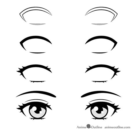 How to Draw Anime Eyelashes Step by Step - AnimeOutline | Anime eyes, Anime eye drawing ...