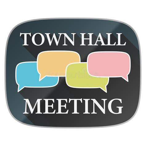 TOWN HALL MEETING Label or Symbol with Colorful Speech Bubbles Stock ...