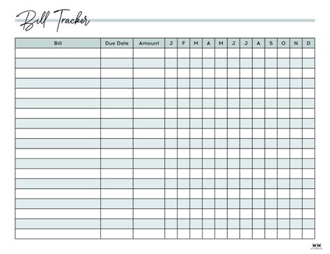 Monthly Bill Organizers - 18 Free Printables | Printabulls