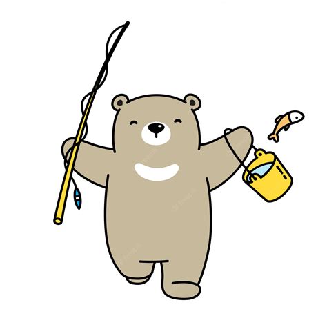 Premium Vector | Bear polar fishing cartoon