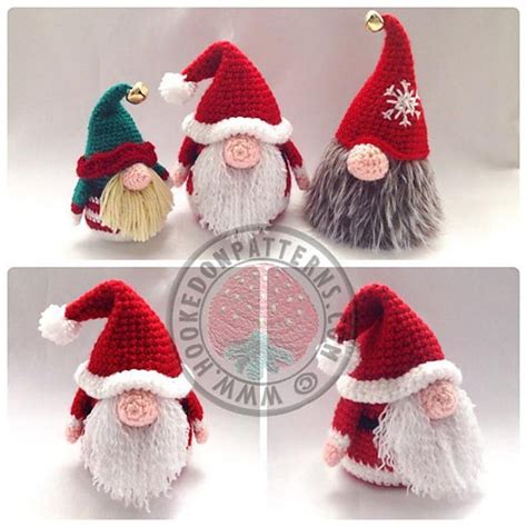 Santa Gonk Christmas Decorations Crochet pattern by Hooked on Patterns in 2020 | Christmas ...