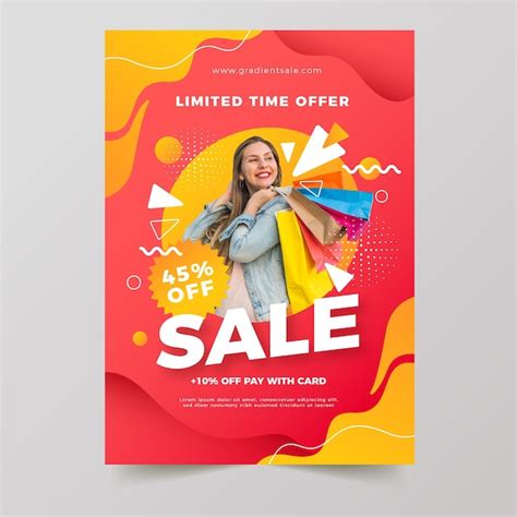 Free Vector | Gradient vertical sale poster template with photo