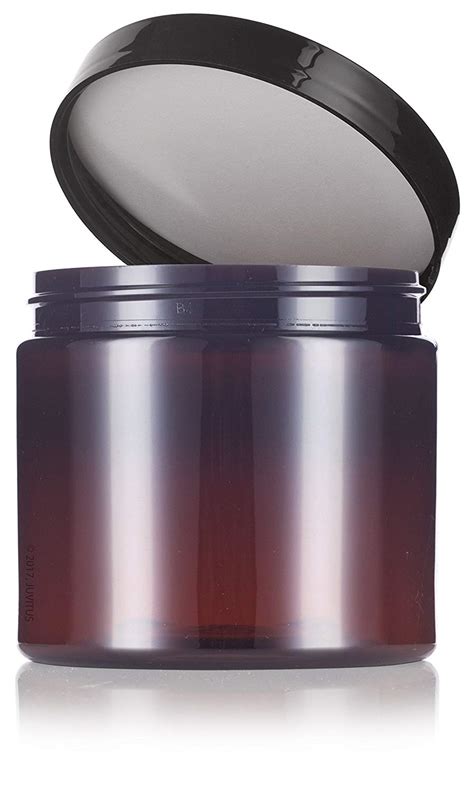 Plastic Jar in Amber with Black Foam Lined Lid - 16 oz / 480 ml