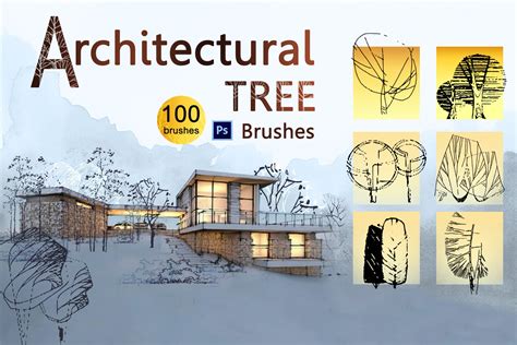 Architectural Tree Photoshop Brushes (545447) | Brushes | Design Bundles