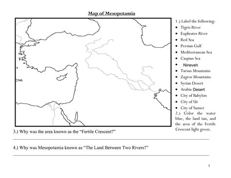 Blank Printable Map Of Mesopotamia