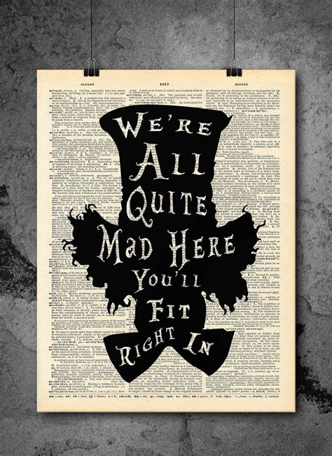 Mad Hatter Alice In Wonderland quote wall art ideas. Handmade, made to ...