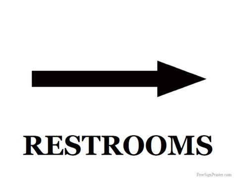 Printable Restroom With Right Arrow Sign