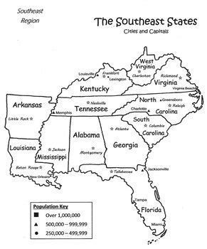 Southeast Region Map With States And Capitals