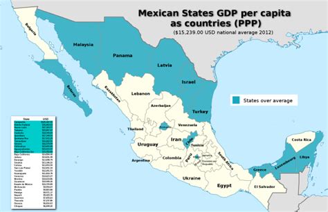 Mexican states GDP per capita (PPP) matching... - Maps on the Web