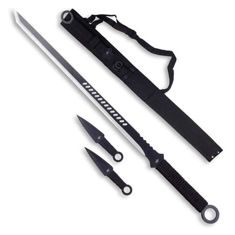 Black Kunai Ninja Sword - Black Ninja Sword Set - Swords with Throwers