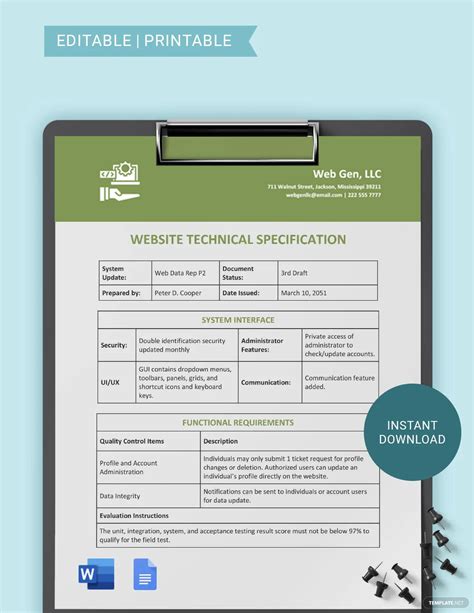 FREE Technical Specification Templates - Download in Word, Google Docs ...