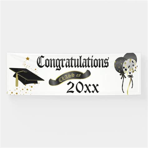 Black and Gold Graduation Class Of Banner | Zazzle | Graduation class ...