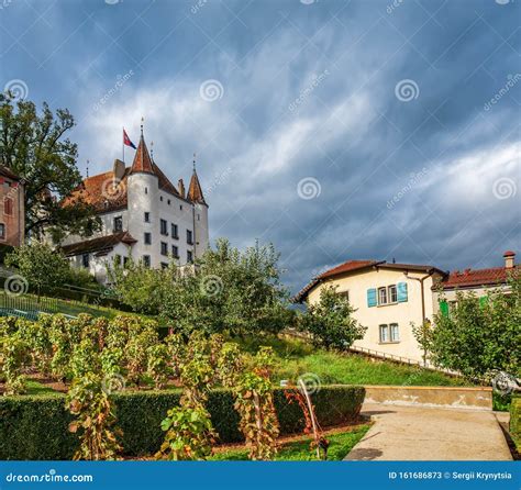 Scenic View of Nyon Castle, Nyon, Vaud, Switzerland Stock Image - Image of pathway, exterior ...