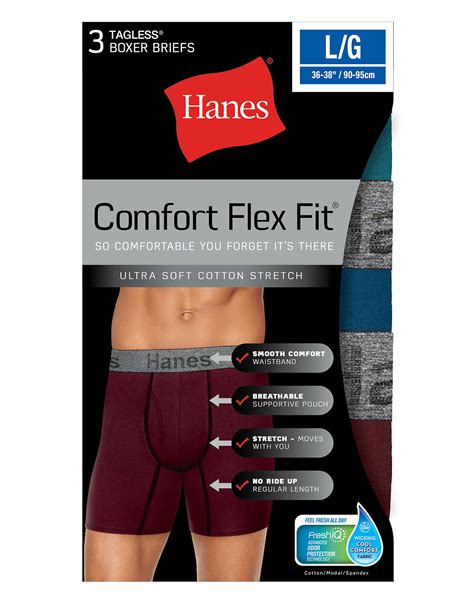 Hanes Men's 3-Pack Comfort Flex Boxer Briefs Fit Ultra Soft Cotton ...